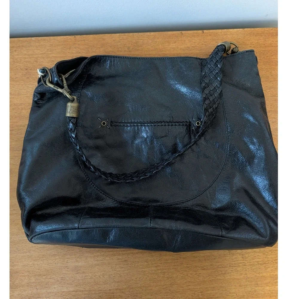 The Sak Indeo Demi Leather Braided Strap Hobo Bag Black